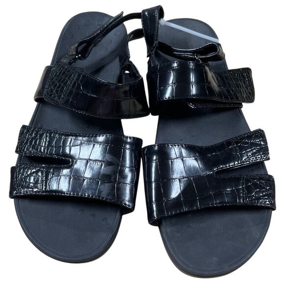 Vionic Roma Women's Sandals Patent Leather Croc Embossed Sz 12 New with Defect - Picture 3 of 7
